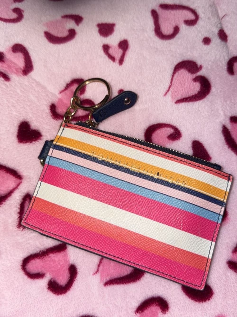 Tommy Hilfiger Striped Card Case Keychain - Multicolor